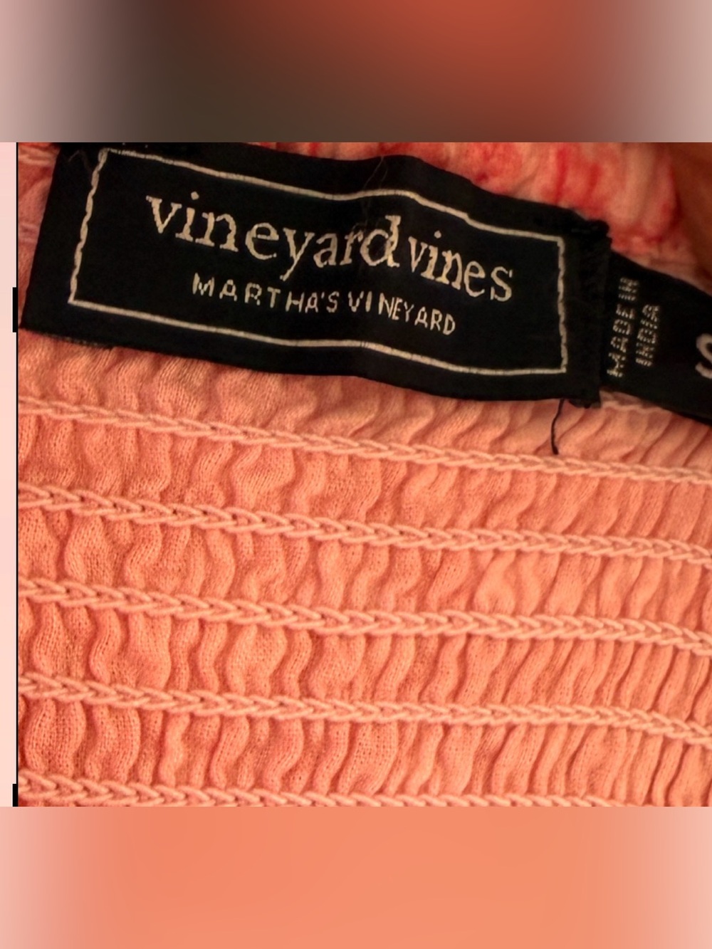 Vineyard Vines Midi Dress-Pink Cotton Smocked Ruffle Square-Neck - Picture 10 of 12